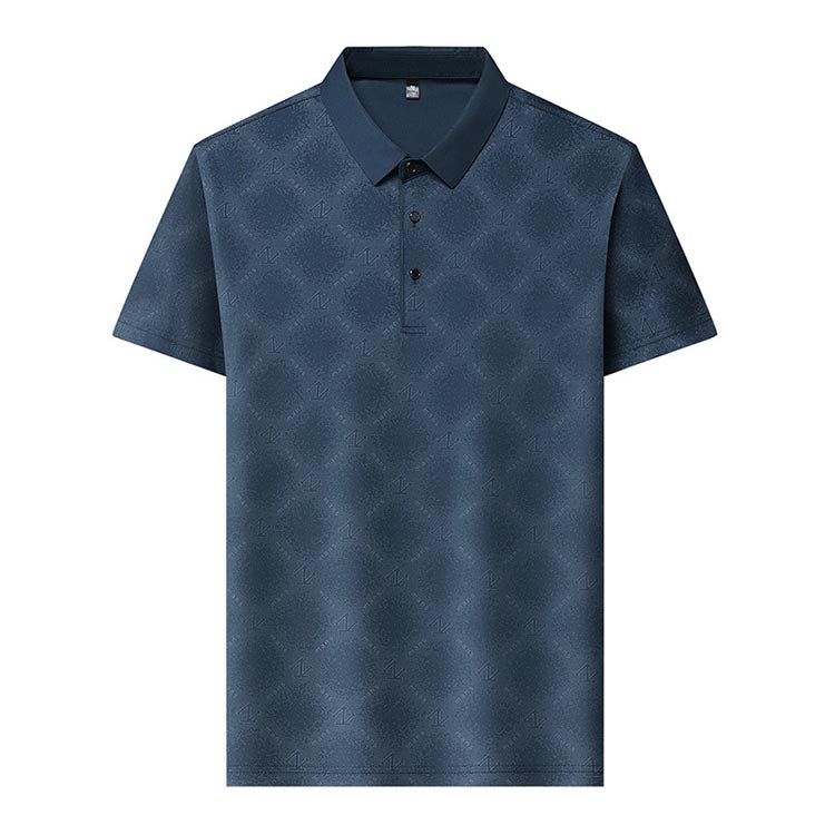 Summer Men's Jacquard Lapel Short Sleeve Polo Shirt