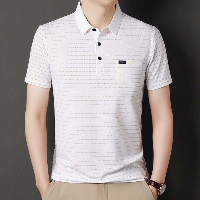Summer men's striped short-sleeved polo shirt