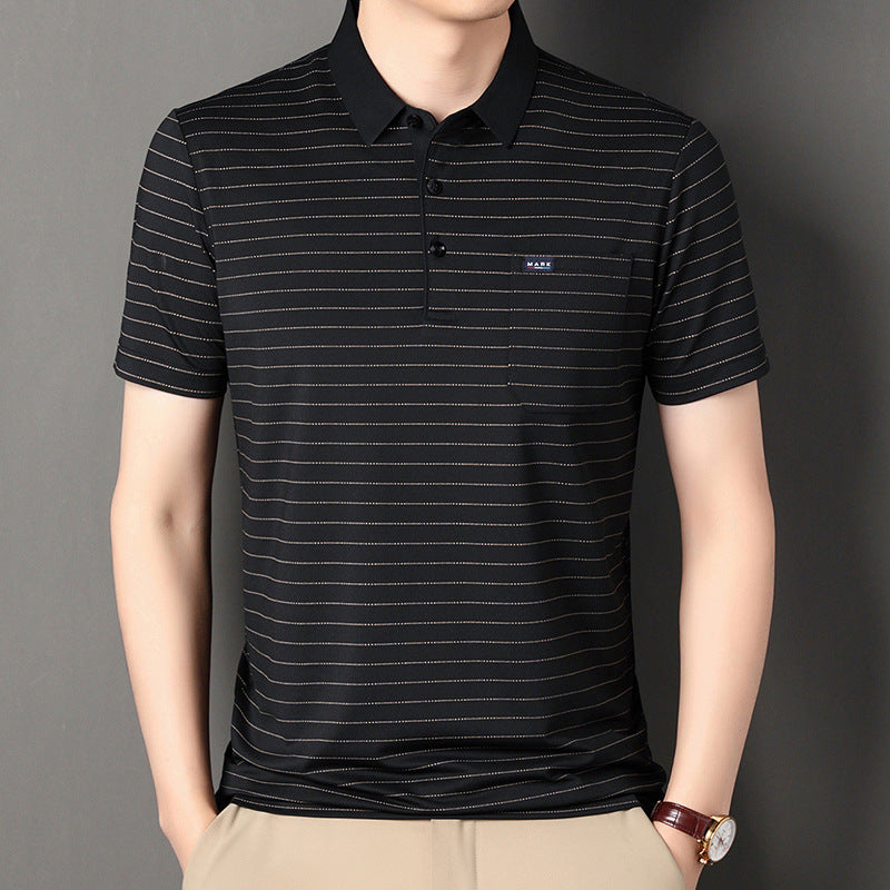 Summer men's striped short-sleeved polo shirt
