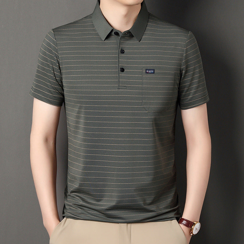 Summer men's striped short-sleeved polo shirt