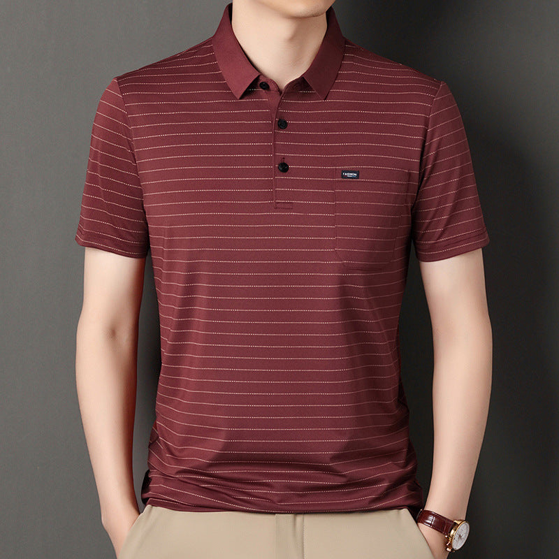 Summer men's striped short-sleeved polo shirt