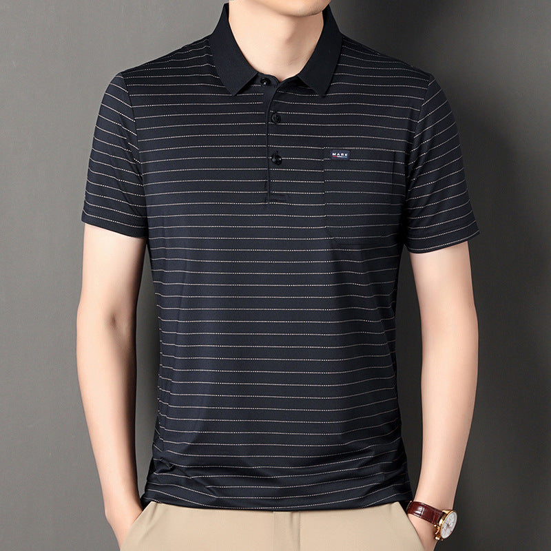Summer men's striped short-sleeved polo shirt