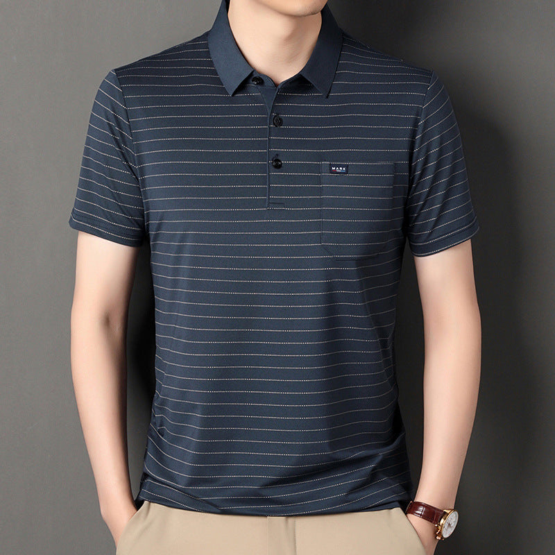 Summer men's striped short-sleeved polo shirt