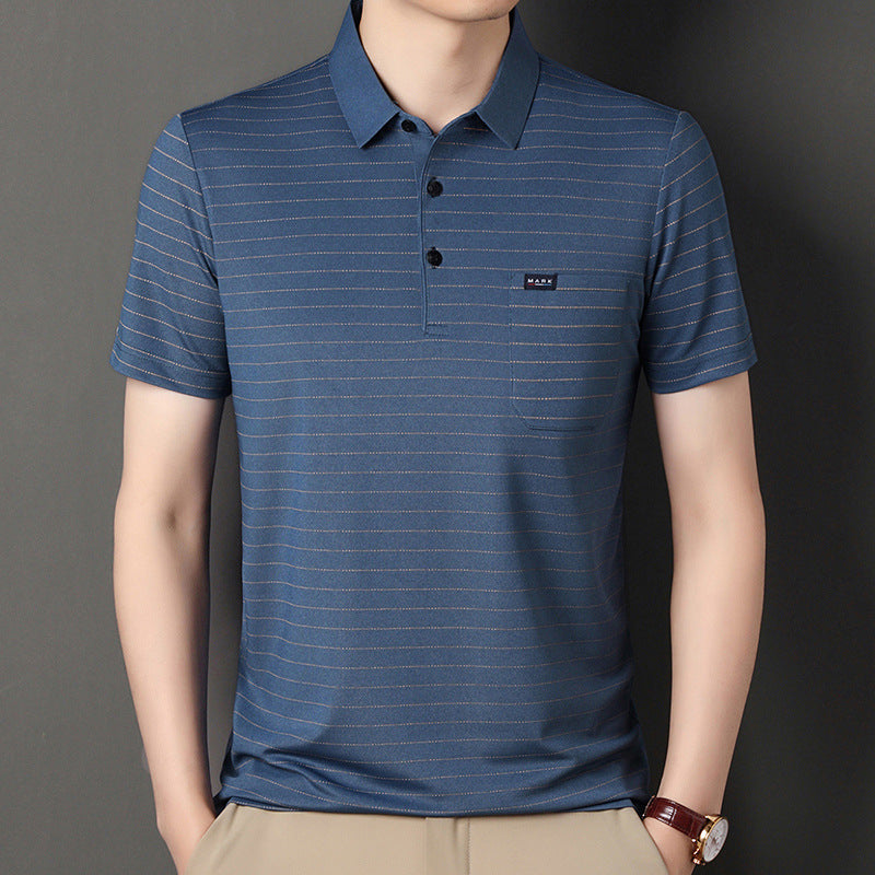 Summer men's striped short-sleeved polo shirt