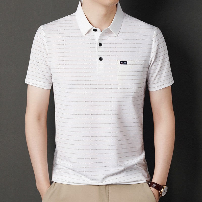 Summer men's striped short-sleeved polo shirt