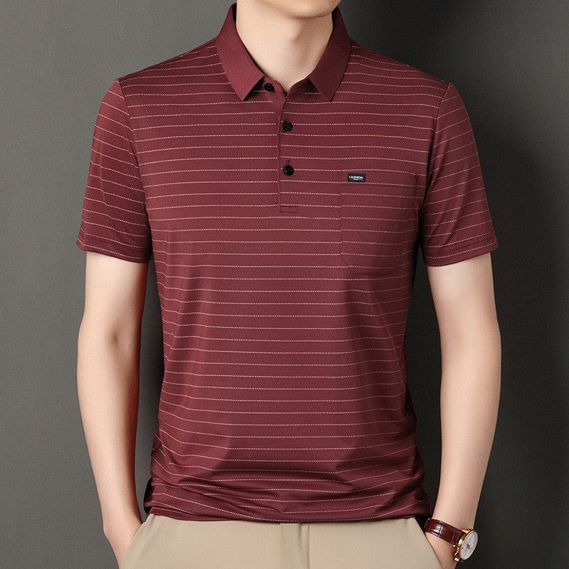 Summer men's striped short-sleeved polo shirt