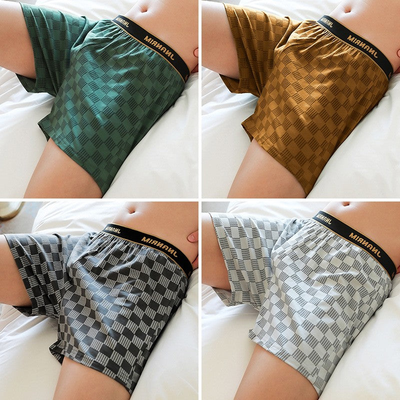 【1 Set 4 Pcs】Men's Cotton Printed Trendy Boxer Briefs(you375)
