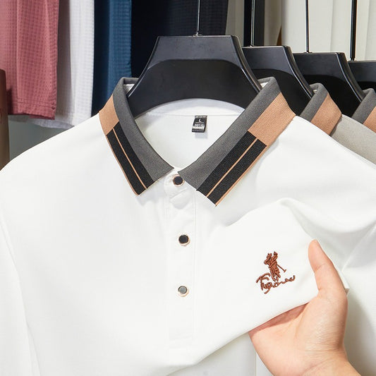 Men's embroidered business casual short-sleeved polo shirt