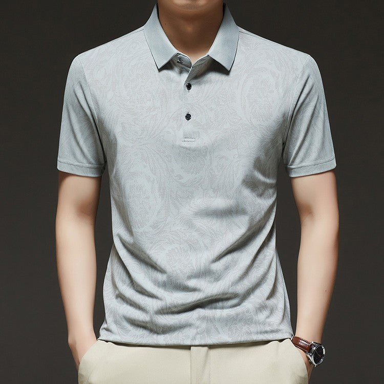 luu328-Men's summer ice silk short-sleeved polo shirt