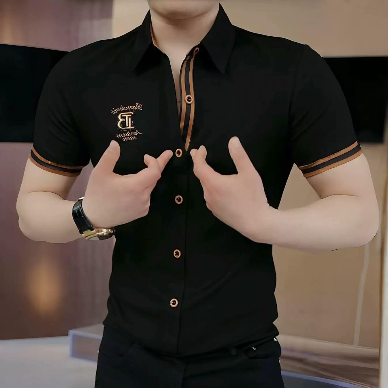 Men's Summer Lapel Embroidered Short Sleeve Polo Shirt(cm355)