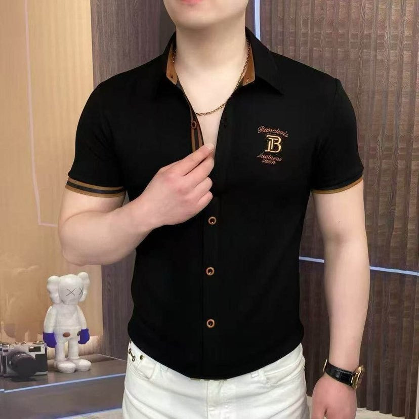 Men's Summer Lapel Embroidered Short Sleeve Polo Shirt(cm355)