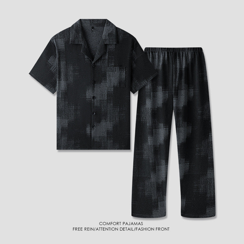 luu322-Short-sleeved loose simple high-end men's pajama set