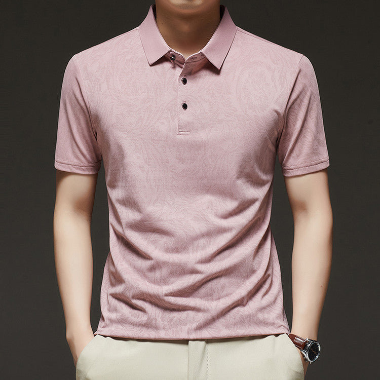 luu328-Men's summer ice silk short-sleeved polo shirt