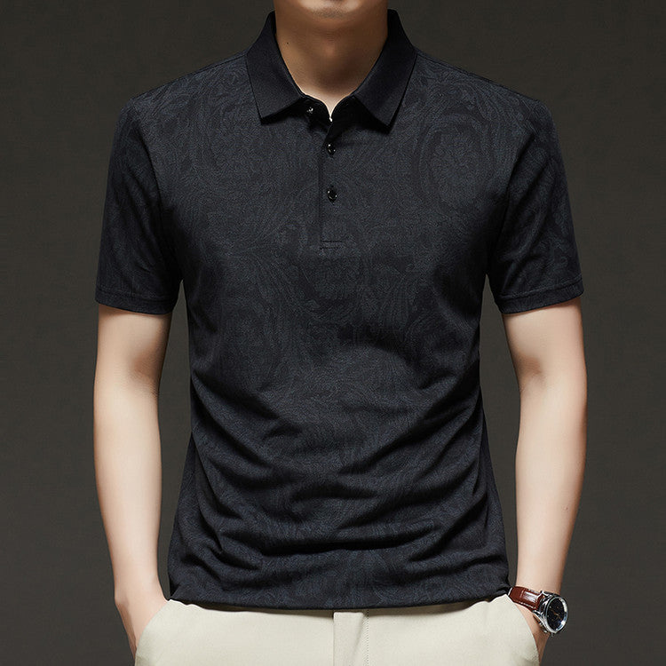 luu328-Men's summer ice silk short-sleeved polo shirt