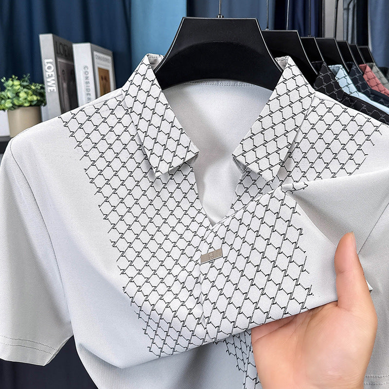 Men's summer casual V-neck short-sleeved polo shirt(you383)
