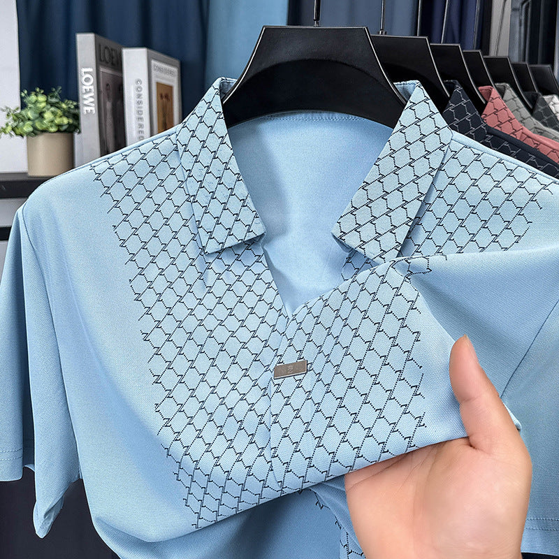 Men's summer casual V-neck short-sleeved polo shirt(you383)