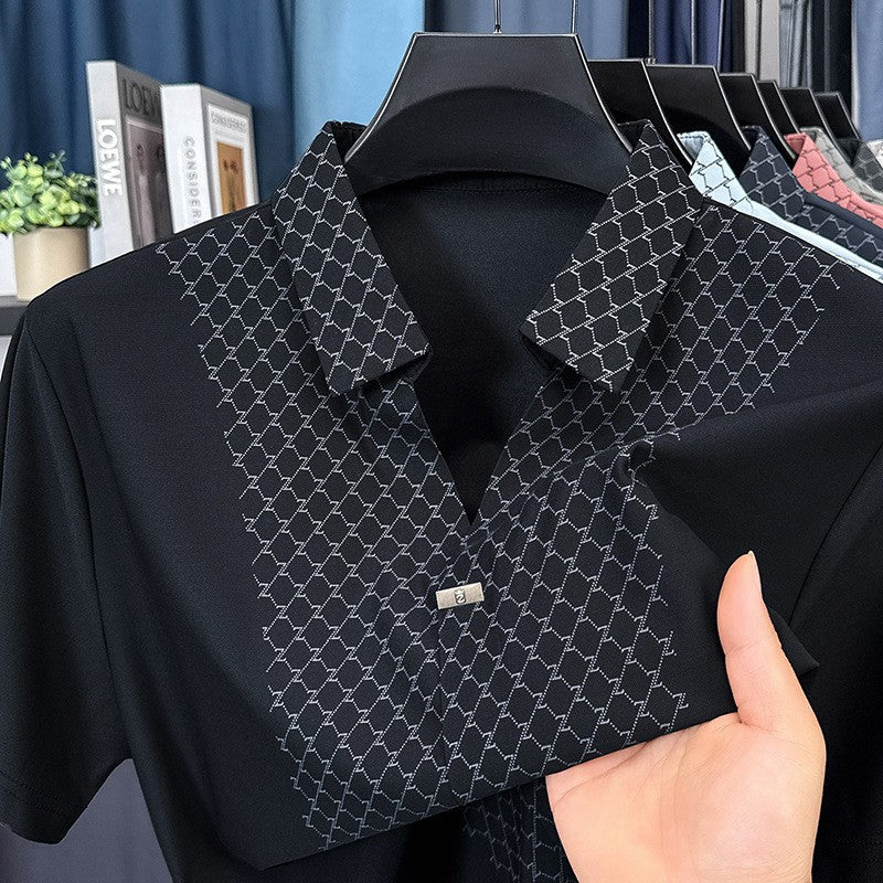 Men's summer casual V-neck short-sleeved polo shirt(you383)