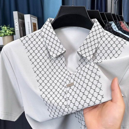 Men's summer casual V-neck short-sleeved polo shirt(you383)