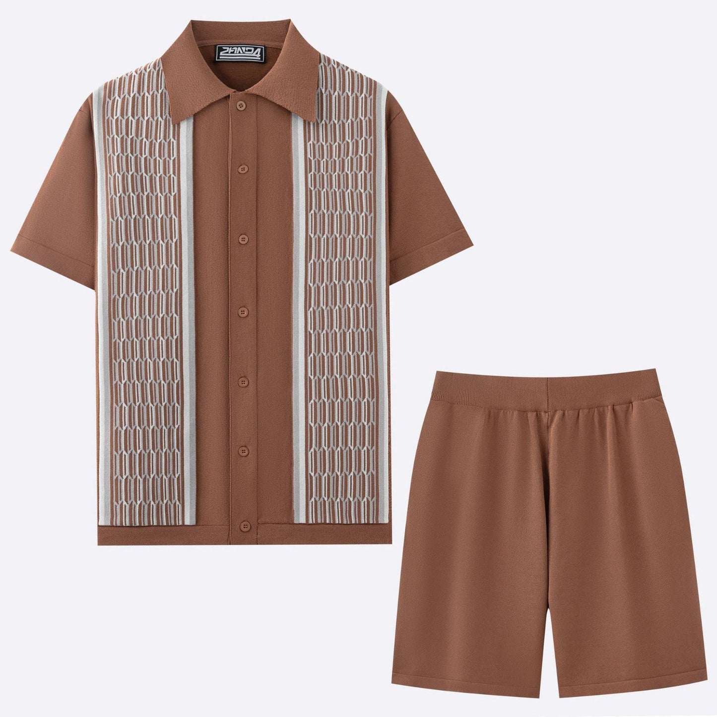 Men's Cool Silk Jacquard Leisure Suit(you385)