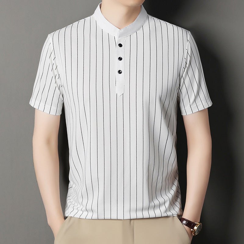 Men’s summer stand collar short sleeve T-shirt(you386)