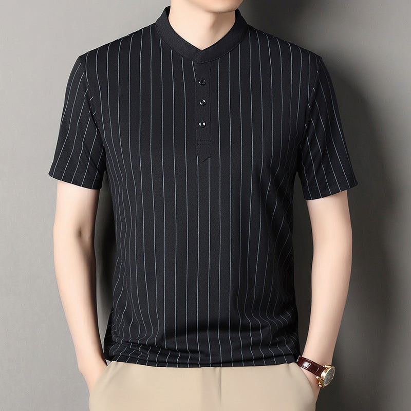 Men’s summer stand collar short sleeve T-shirt(you386)