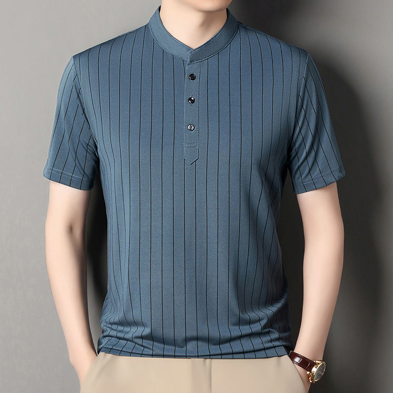 Men’s summer stand collar short sleeve T-shirt(you386)