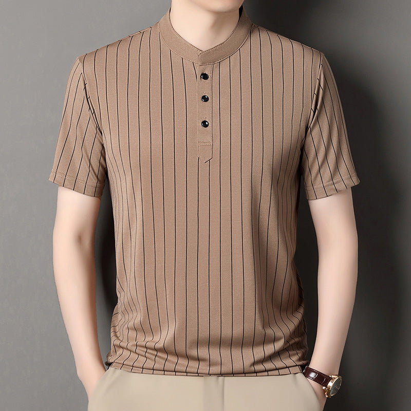 Men’s summer stand collar short sleeve T-shirt(you386)