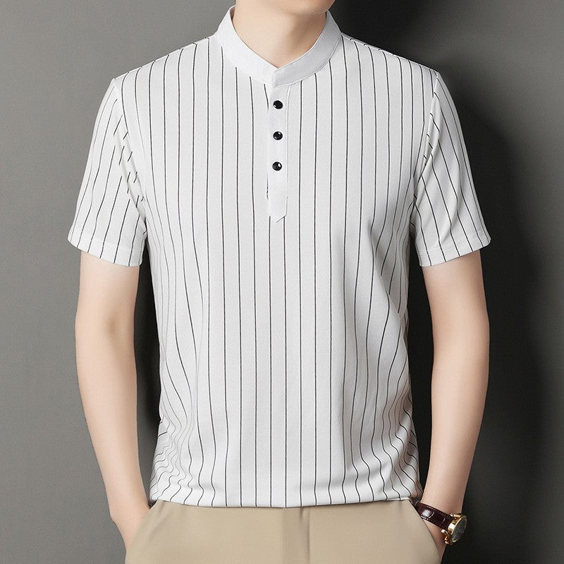 Men’s summer stand collar short sleeve T-shirt(you386)