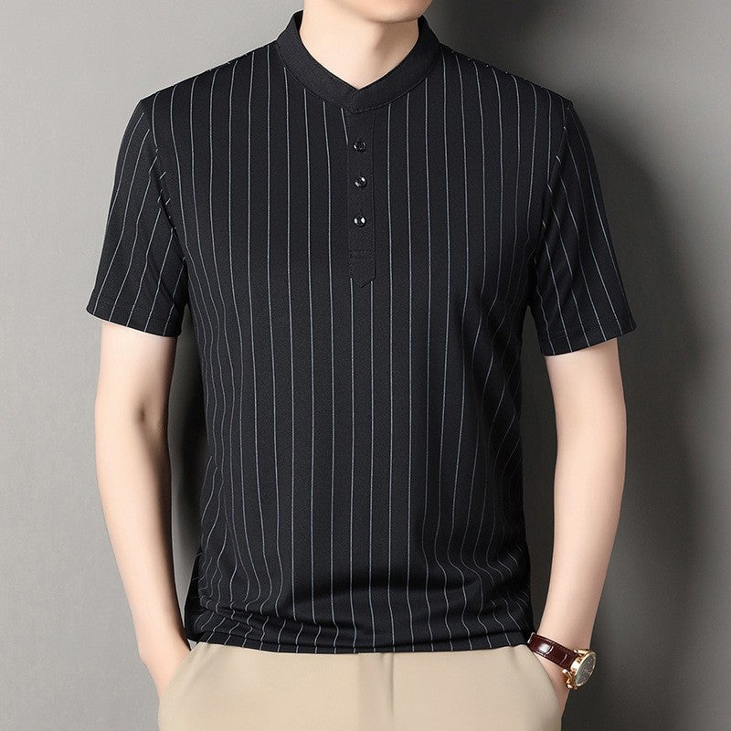 Men’s summer stand collar short sleeve T-shirt(you386)