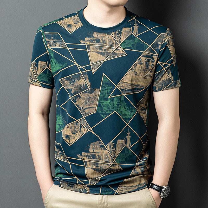 cf333-Men's summer short-sleeved T-shirt with personalized patterns