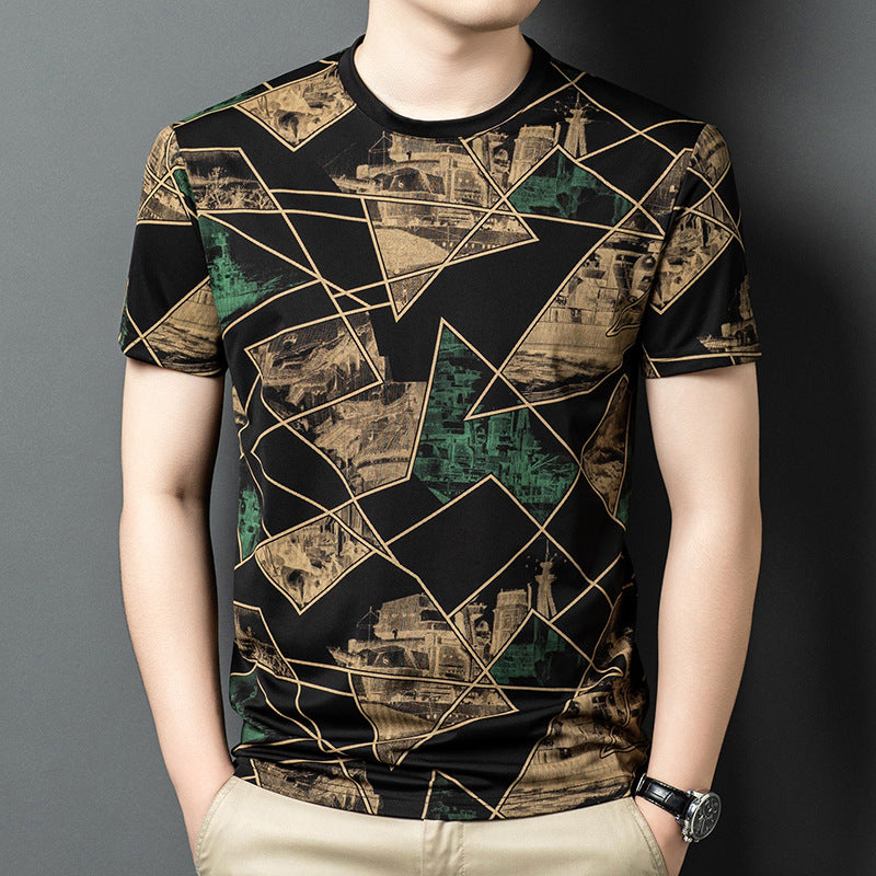 cf333-Men's summer short-sleeved T-shirt with personalized patterns