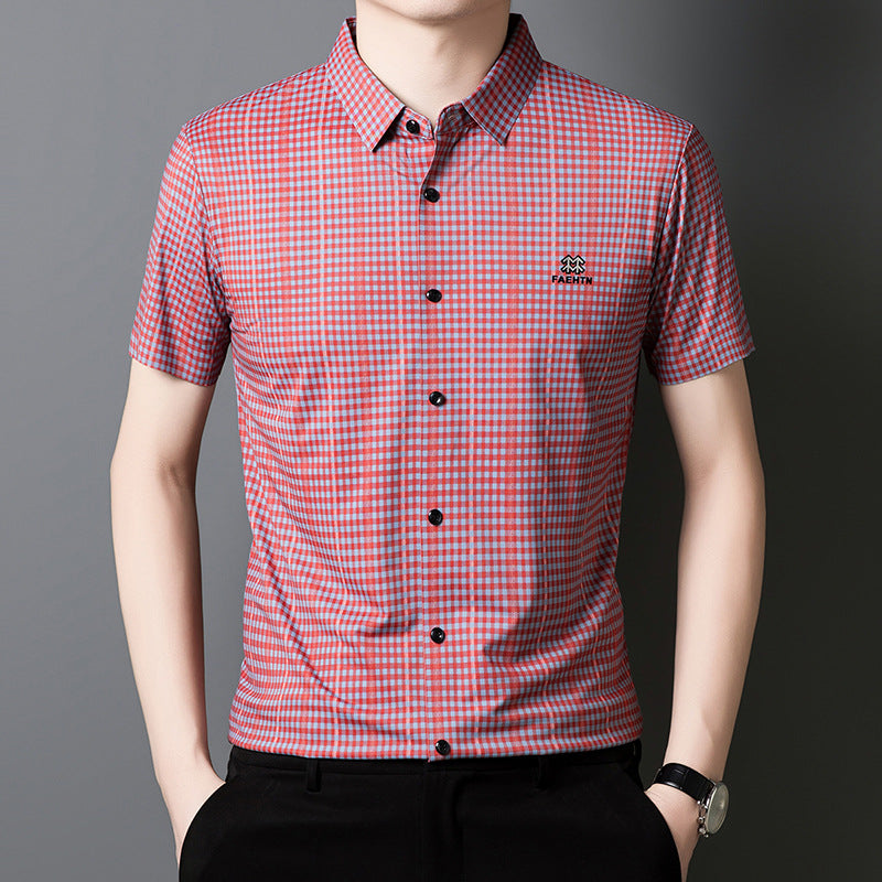 Men's Summer Ice Silk Stretch Short Sleeve Shirt