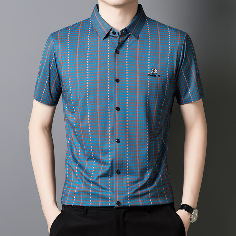 Men's Summer Ice Silk Stretch Short Sleeve Shirt