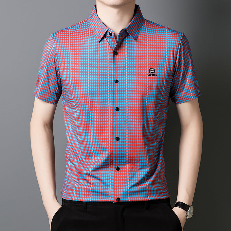 Men's Summer Ice Silk Stretch Short Sleeve Shirt