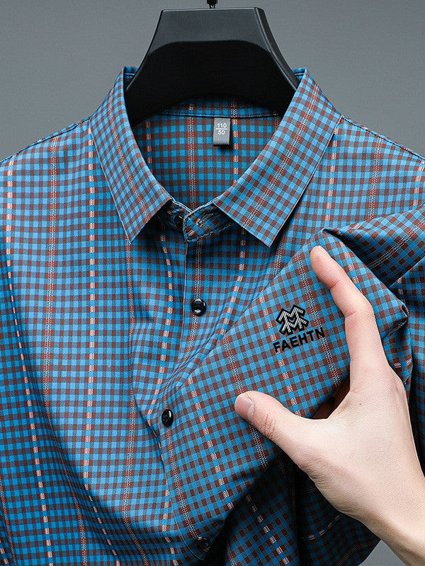 Men's Summer Ice Silk Stretch Short Sleeve Shirt