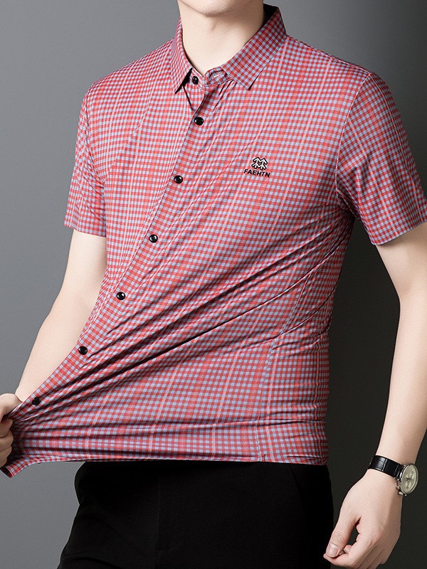 Men's Summer Ice Silk Stretch Short Sleeve Shirt
