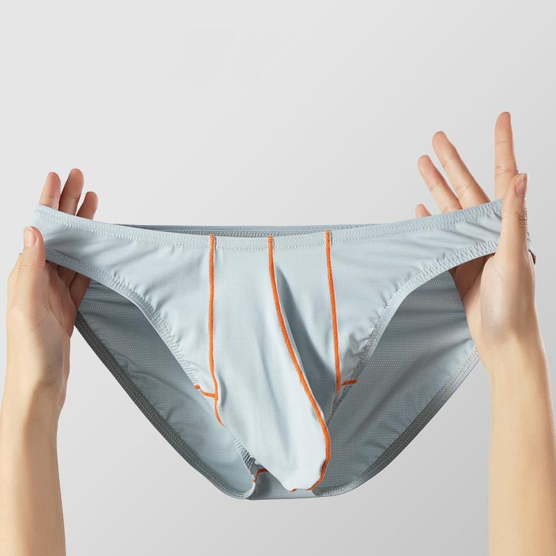 cf332-Men's thin ice silk triangle panties