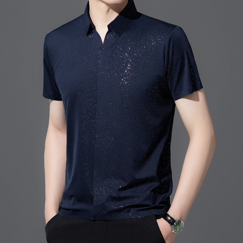 Men's Gypsophila Sequined Ice Silk Thin Shirt
