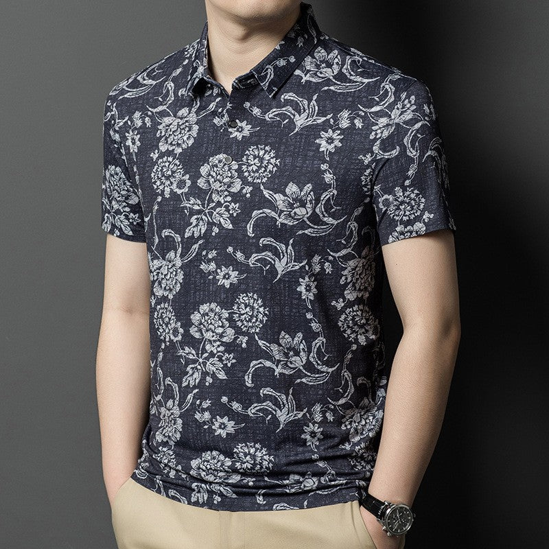 cf342-Men's Printed Short Sleeve Polo Shirt