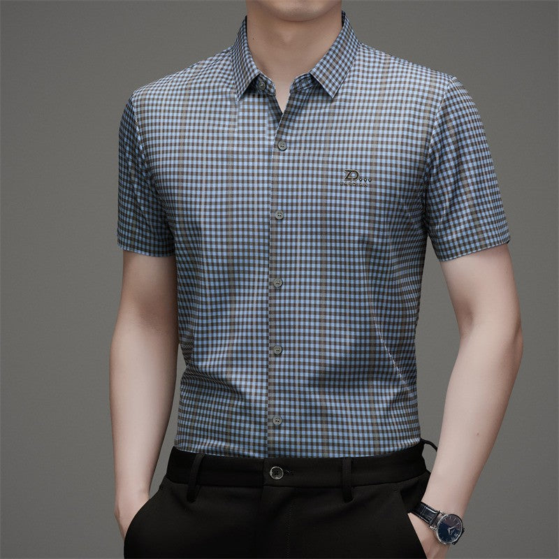 cm401-2025 Men's silk short-sleeved shirt