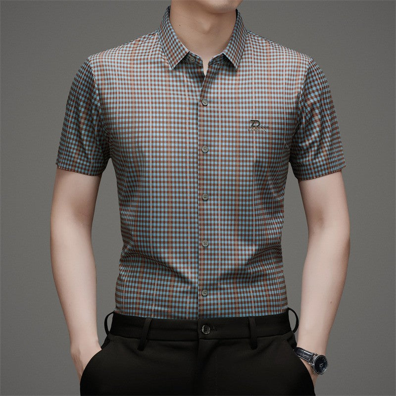 cm401-2025 Men's silk short-sleeved shirt