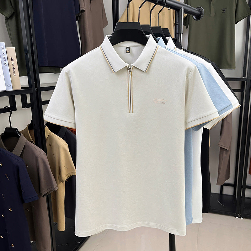 Men's summer half-zip short-sleeved polo shirt