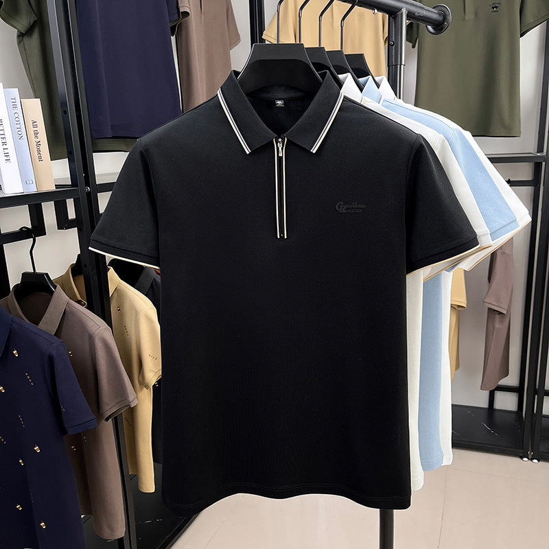Men's summer half-zip short-sleeved polo shirt
