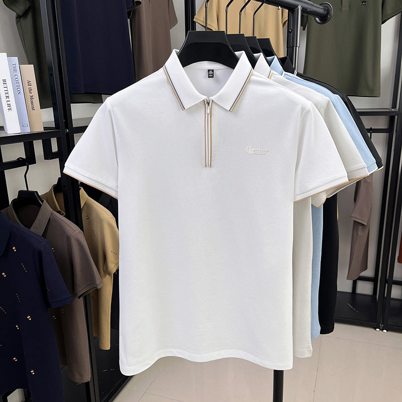 Men's summer half-zip short-sleeved polo shirt