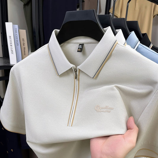 Men's summer half-zip short-sleeved polo shirt