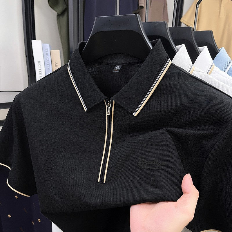 Men's summer half-zip short-sleeved polo shirt