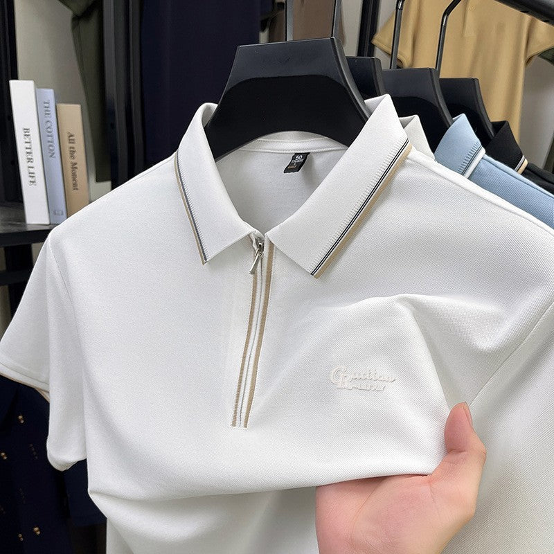 Men's summer half-zip short-sleeved polo shirt