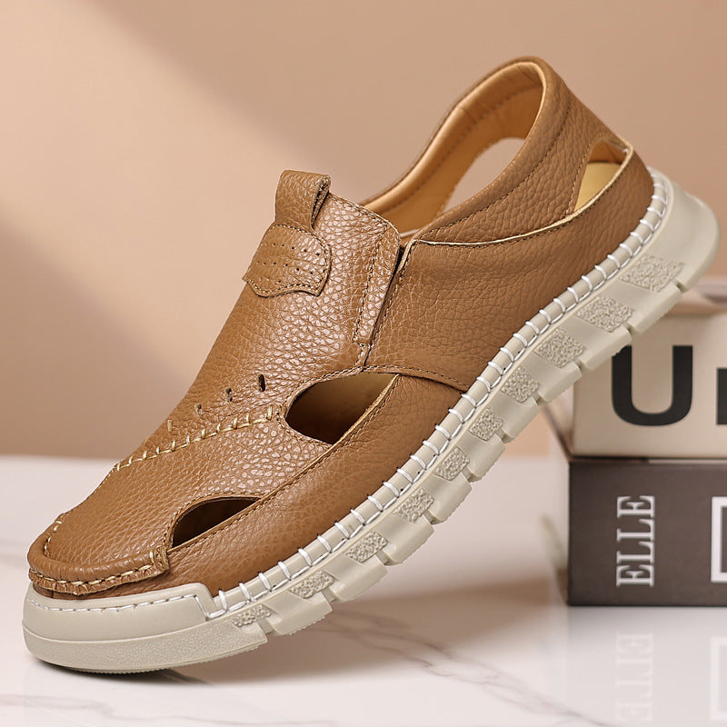 Casual hollow breathable men's leather sandals(px102)