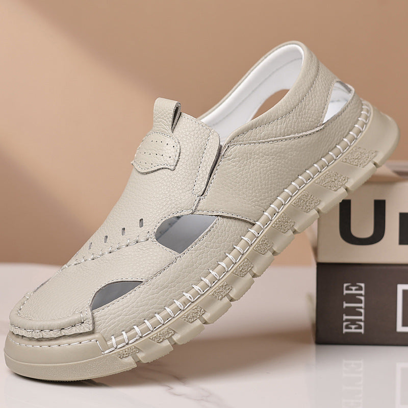 Casual hollow breathable men's leather sandals(px102)