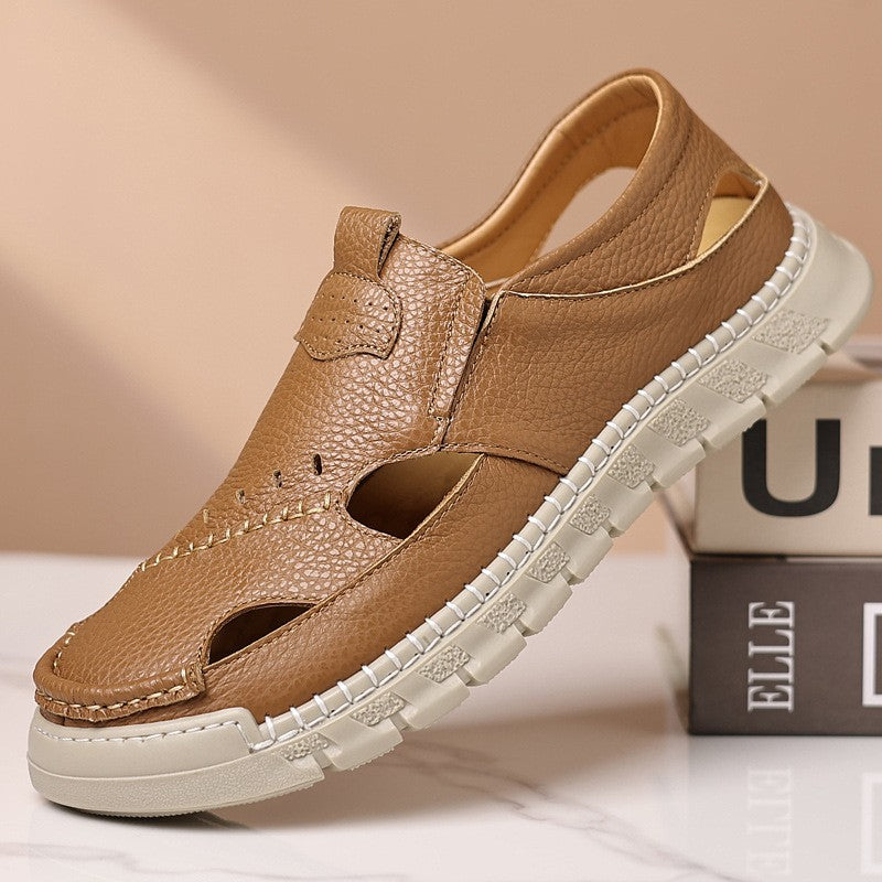 Casual hollow breathable men's leather sandals(px102)